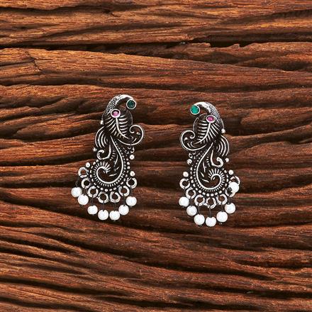Peacock Earring With Oxidised Plating