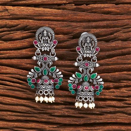 Temple Earring With Oxidised Plating