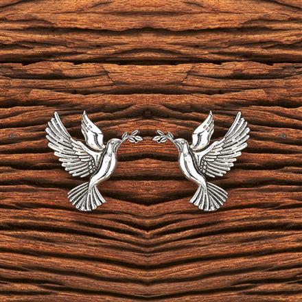 Peacock Earring With Oxidised Plating