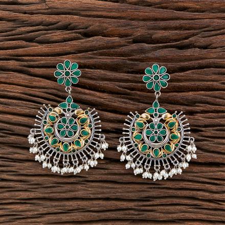 Oxidised Chand Earring With 2 Tone Plating