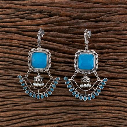 Peacock Earring With Oxidised Plating