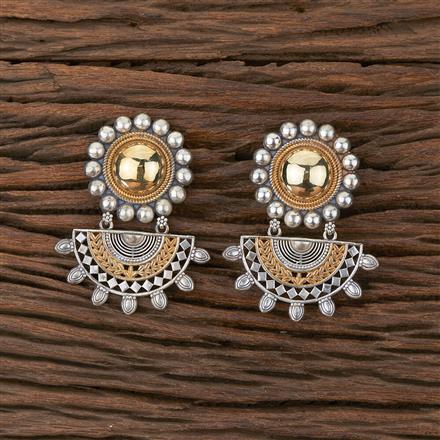 Oxidised Classic Earring With 2 Tone Plating
