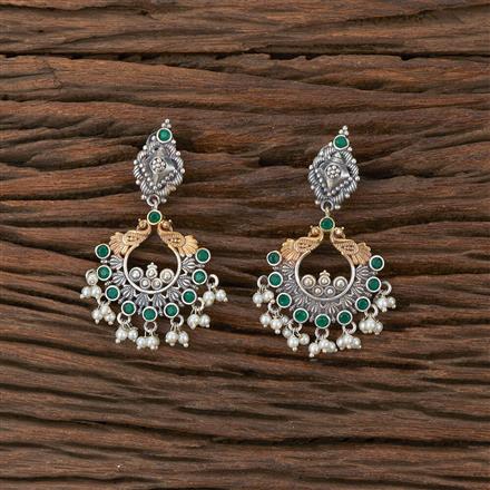 Oxidised Peacock Earring With 2 Tone Plating