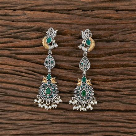 Oxidised Peacock Earring With 2 Tone Plating