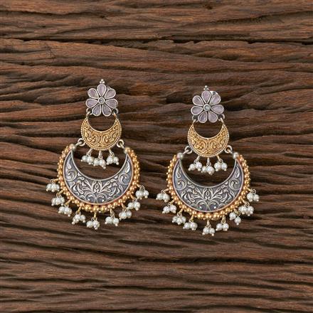Oxidised Chand Earring With 2 Tone Plating