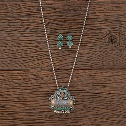 Oxidised Long Necklace With 2 Tone Plating