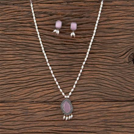 Pearl Pendant Set With Oxidised Plating