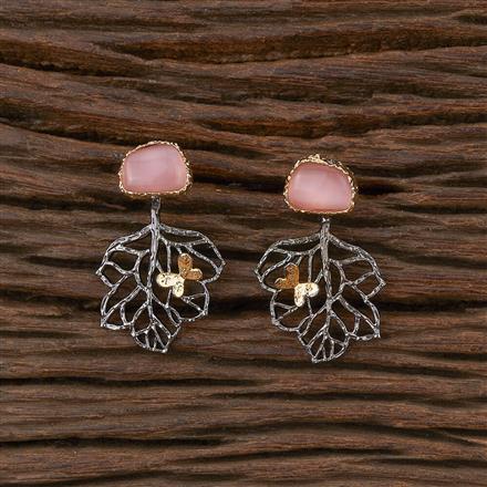 Oxidised Stone Earring With 2 Tone Plating