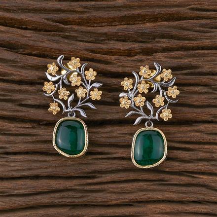 Oxidised Stone Earring With 2 Tone Plating