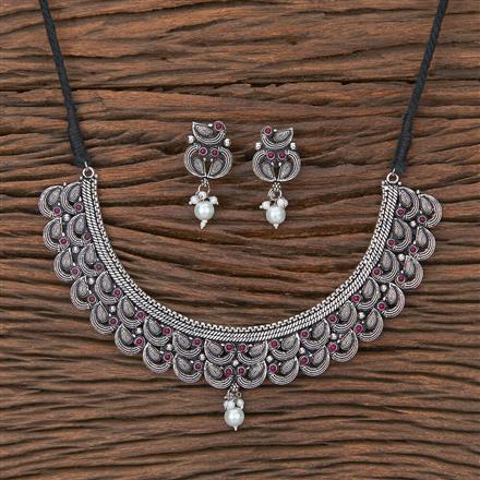 Peacock Necklace With Oxidised Plating