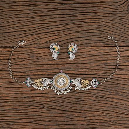 Oxidised Choker Necklace With 2 Tone Plating