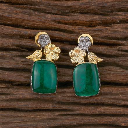 Oxidised Stone Earring With 2 Tone Plating