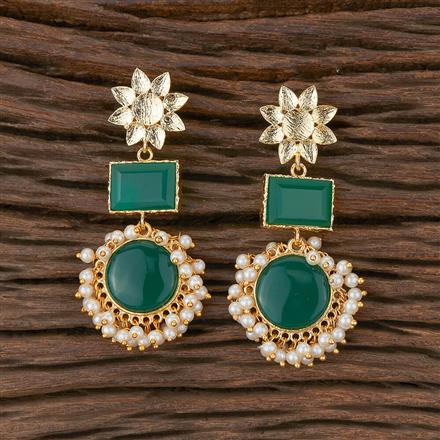 Oxidised Moti Earring With Gold Plating