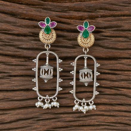 Oxidised Classic Earring With 2 Tone Plating