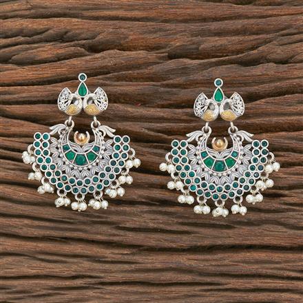 Oxidised Peacock Earring With 2 Tone Plating