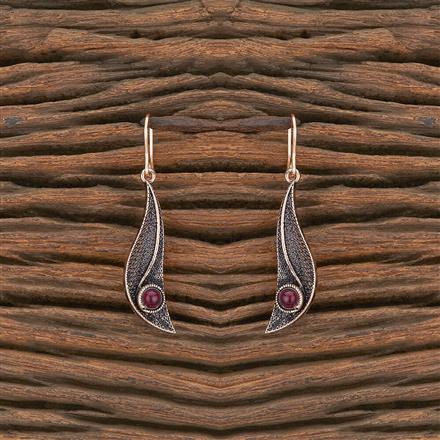 Oxidised Stone Earring With Rose Gold Plating
