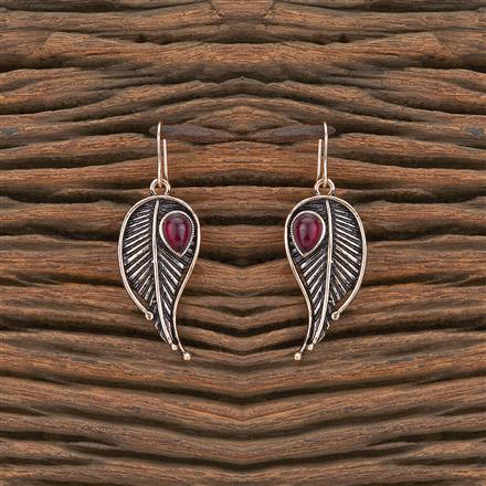 Oxidised Stone Earring With Rose Gold Plating