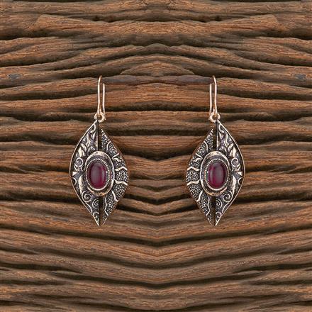 Oxidised Stone Earring With Rose Gold Plating