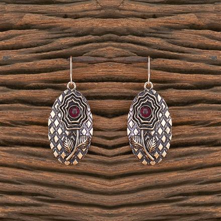 Oxidised Stone Earring With Rose Gold Plating