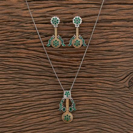 Oxidised Classic Pendant Set With 2 Tone Plating