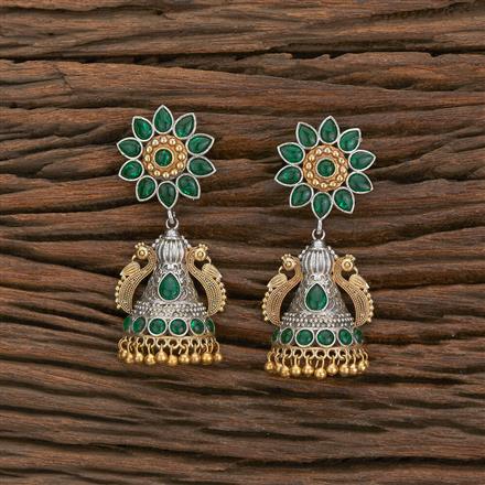 Oxidised Peacock Earring With 2 Tone Plating