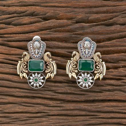 Oxidised Peacock Earring With 2 Tone Plating