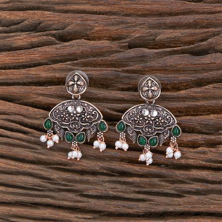 Oxidised Delicate Earring With Rose Gold Plating