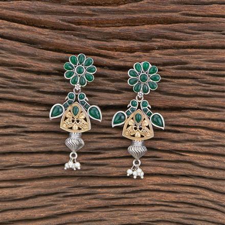 Oxidised Peacock Earring With 2 Tone Plating