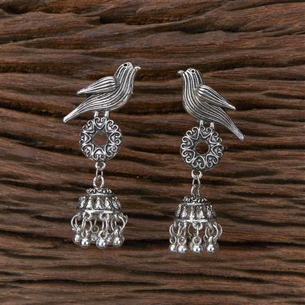 Peacock Earring With Oxidised Plating