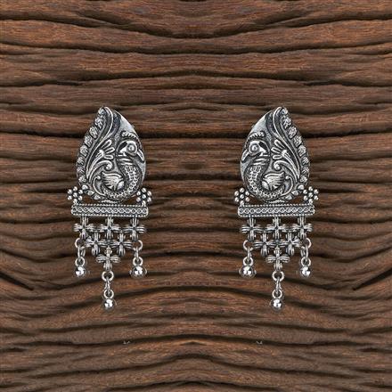 Peacock Earring With Oxidised Plating
