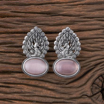 Peacock Earring With Oxidised Plating