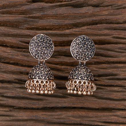 Oxidised Jhumki With Rose Gold Plating