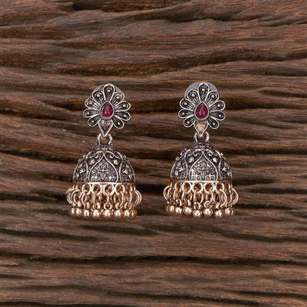 Oxidised Jhumki With Rose Gold Plating
