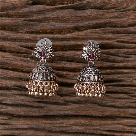 Oxidised Jhumki With Rose Gold Plating