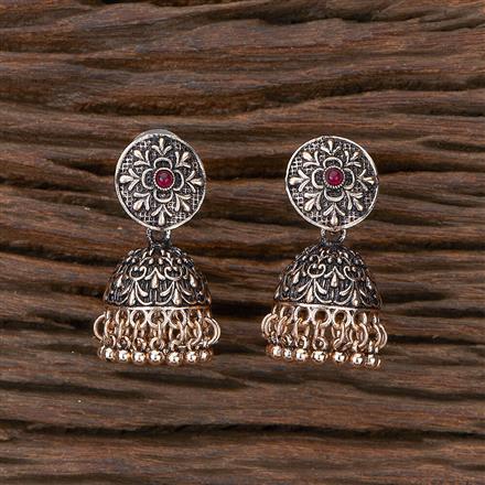 Oxidised Jhumki With Rose Gold Plating