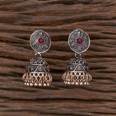 Oxidised Jhumki With Rose Gold Plating