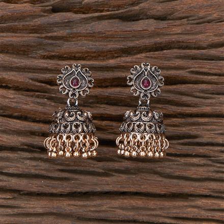 Oxidised Jhumki With Rose Gold Plating