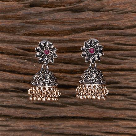 Oxidised Jhumki With Rose Gold Plating