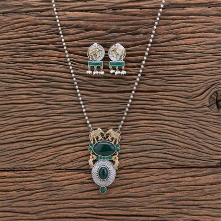 Oxidised Pearl Necklace With 2 Tone Plating