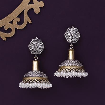 Oxidised Jhumki With 2 Tone Plating