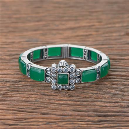 Stone Kada With Oxidised Plating