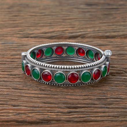 Stone Kada With Oxidised Plating