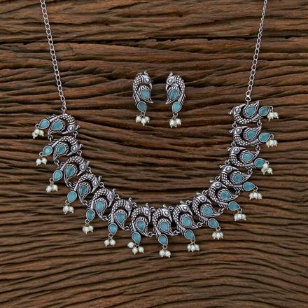 Peacock Necklace With Oxidised Plating