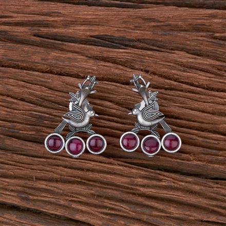 Peacock Earring With Oxidised Plating