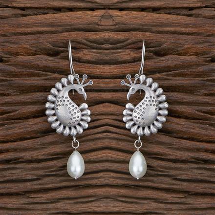 Peacock Earring With Oxidised Plating