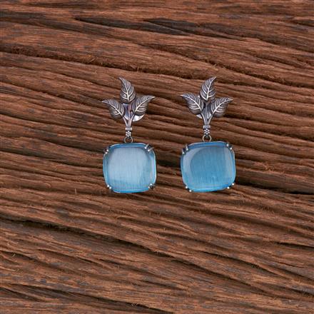 Stone Earring With Oxidised Plating