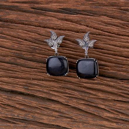 Stone Earring With Oxidised Plating