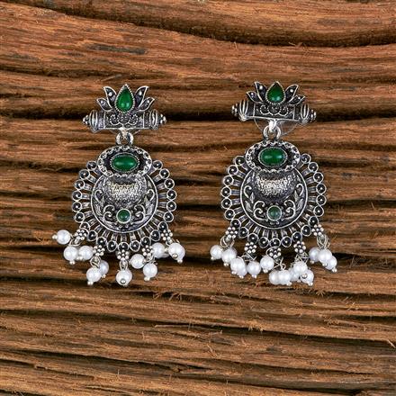 Moti Earring With Oxidised Plating