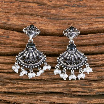 Moti Earring With Oxidised Plating