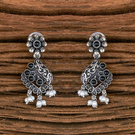 Moti Earring With Oxidised Plating